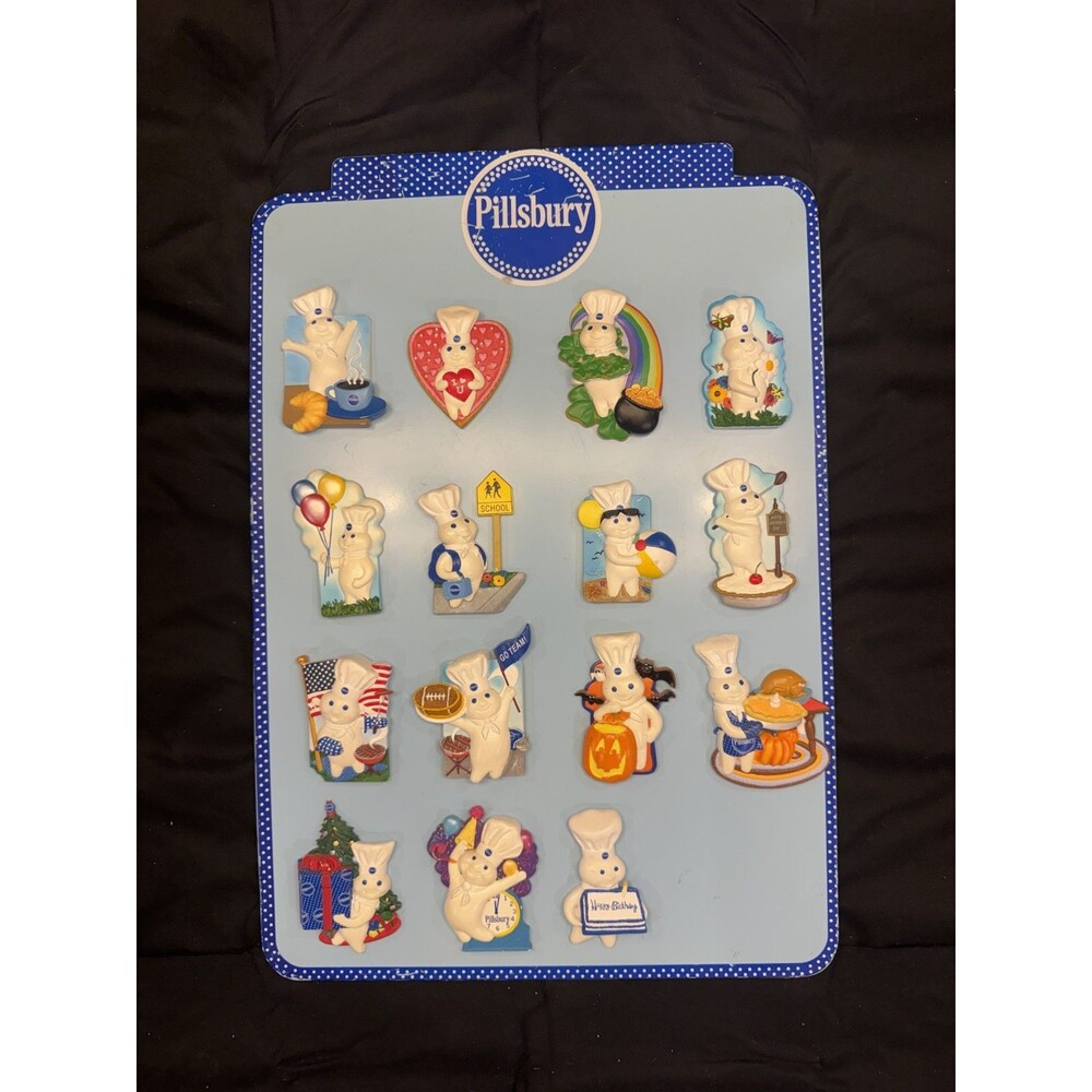 Vintage Pillsbury Doughboy Magnetic Board & 15 Piece 3D Magnet Collection